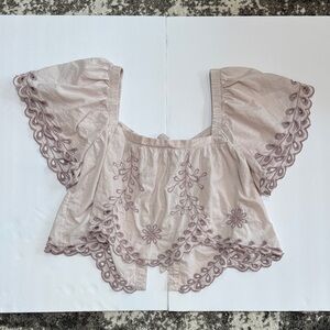 American Eagle Outfitters Dusty Blush Embroidered Crop Top